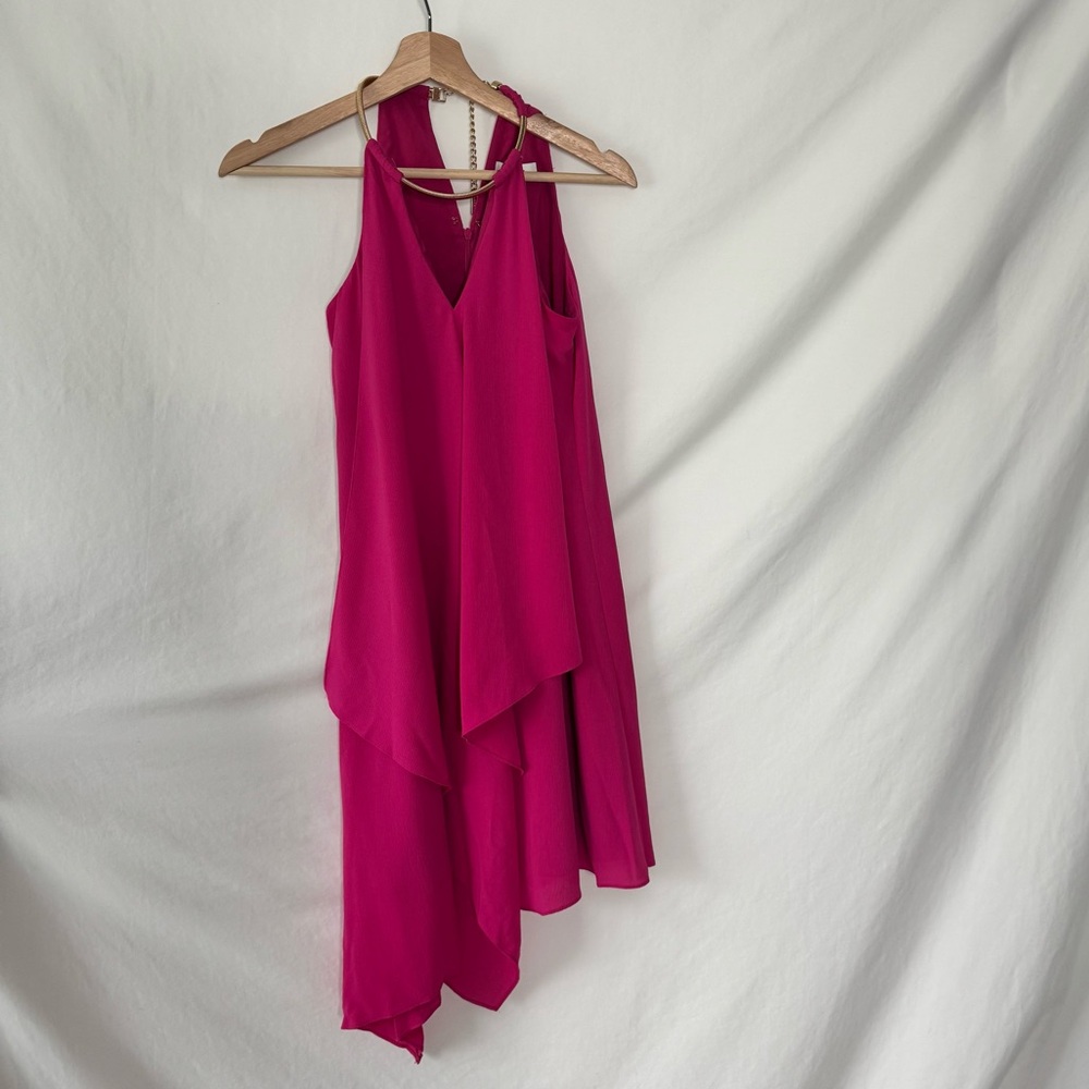 Kensie Snake Chain Pink Asymmetrical Party Dress - Picture 5 of 16